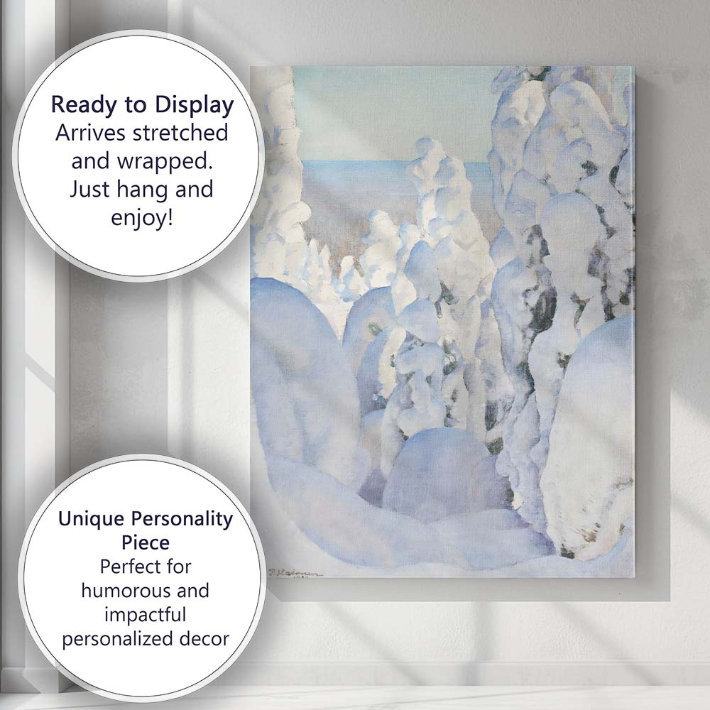 Soft Blue Snow Covered Trees Nordic Winter Landscape Canvas Wall Art Print Decor Picture Ready to Hang