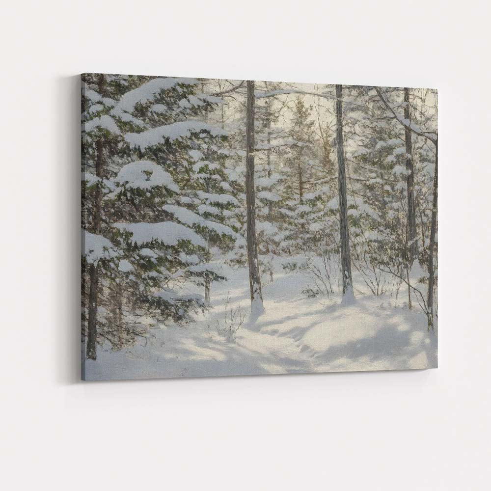 Snow Covered Pine Woodland Forest Winter Nature Scene Canvas Wall Art Print Decor Picture Ready to Hang