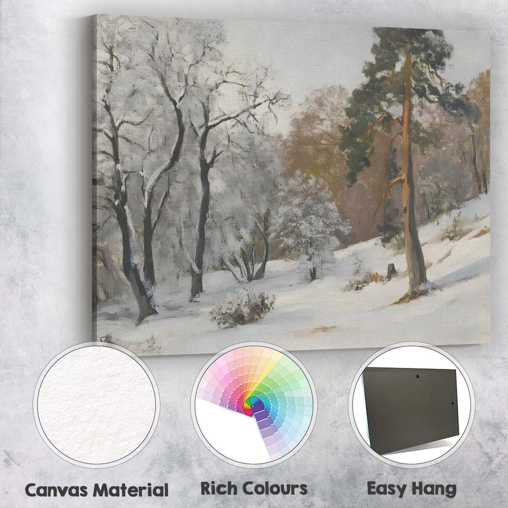 Peaceful Snow Covered Woodland Clearing Winter Forest Landscape Canvas Wall Art Print Decor Picture Ready to Hang