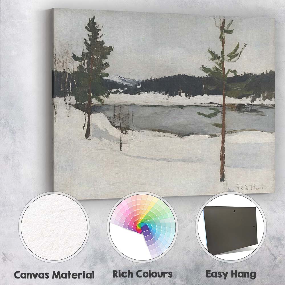 Woodland Snow Covered Forest Path Impressionist Winter Landscape Canvas Wall Art Print Decor Picture Ready to Hang