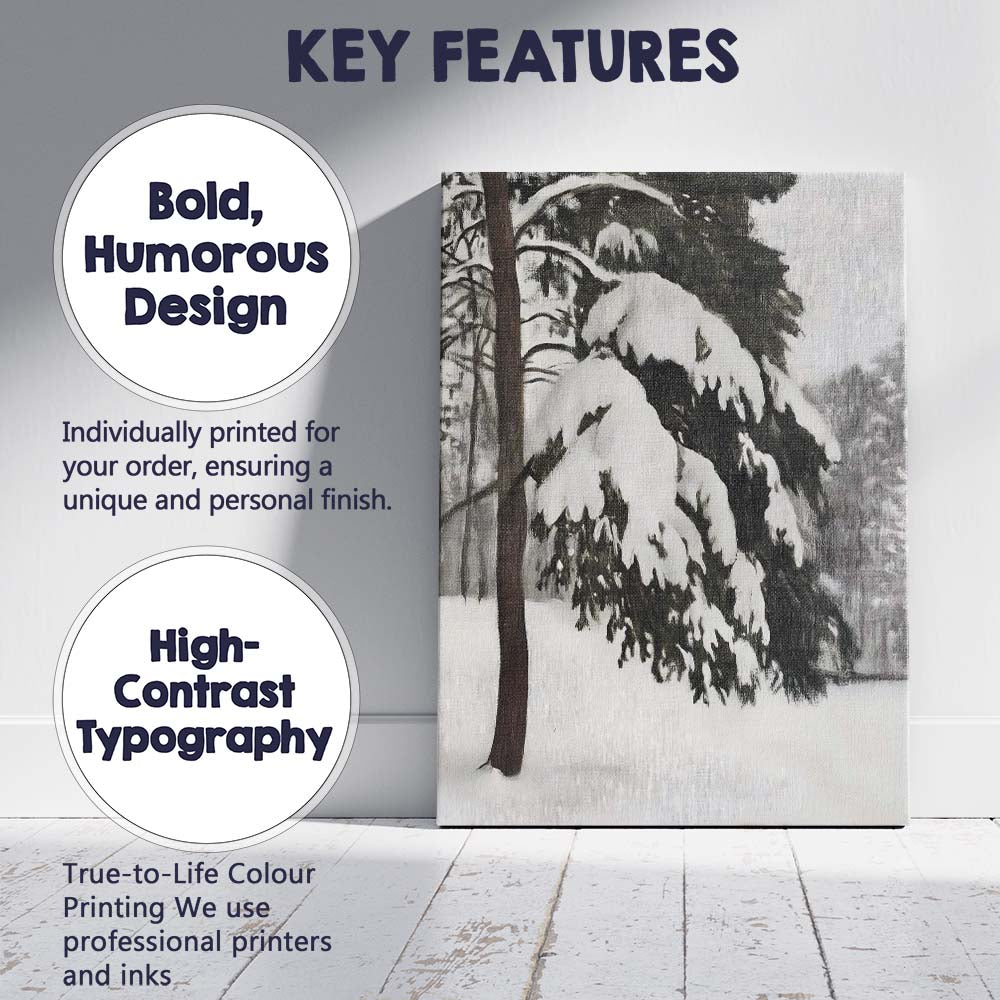 Winter Pine Branch Snow Covered Woodland Canvas Wall Art Print Decor Picture Ready to Hang