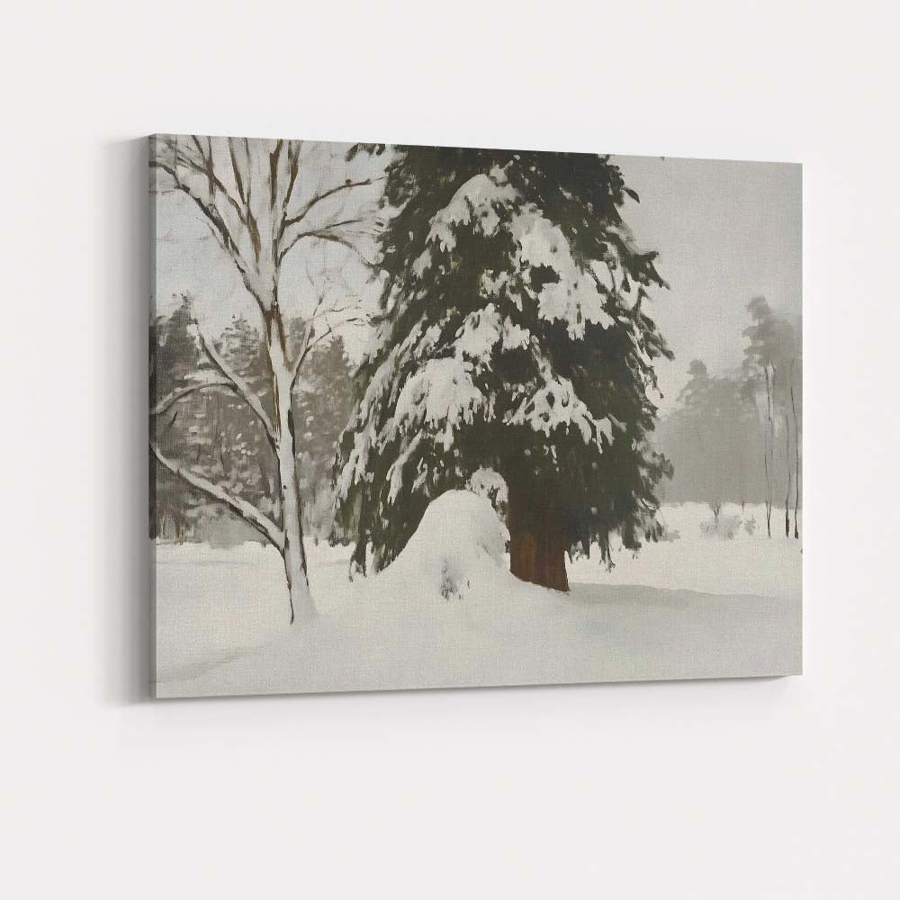 Impressionist Snow Covered Evergreen Pine Forest Winter Landscape Canvas Wall Art Print Decor Picture Ready to Hang