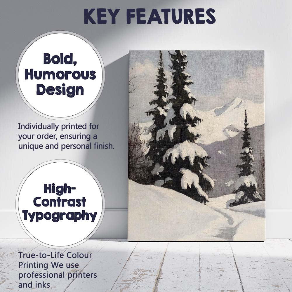 Snow Covered Fir Trees Mountain Winter Landscape Canvas Wall Art Print Decor Picture Ready to Hang
