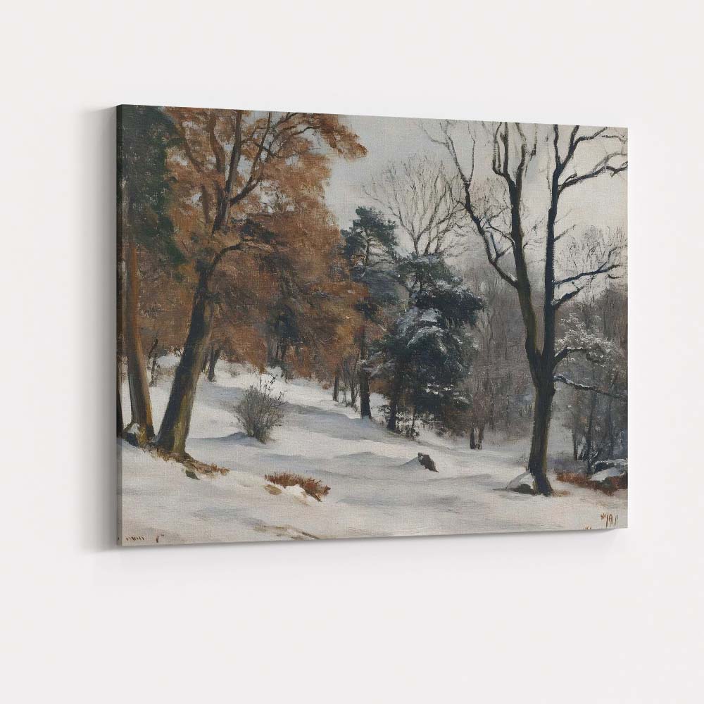 Woodland Path Snow Covered Trees Winter Forest Landscape Canvas Wall Art Print Decor Picture Ready to Hang