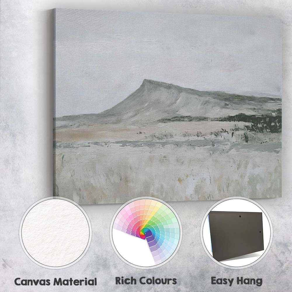 Soft Neutral Snow Covered Mountain Plateau Landscape Canvas Wall Art Print Decor Picture Ready to Hang