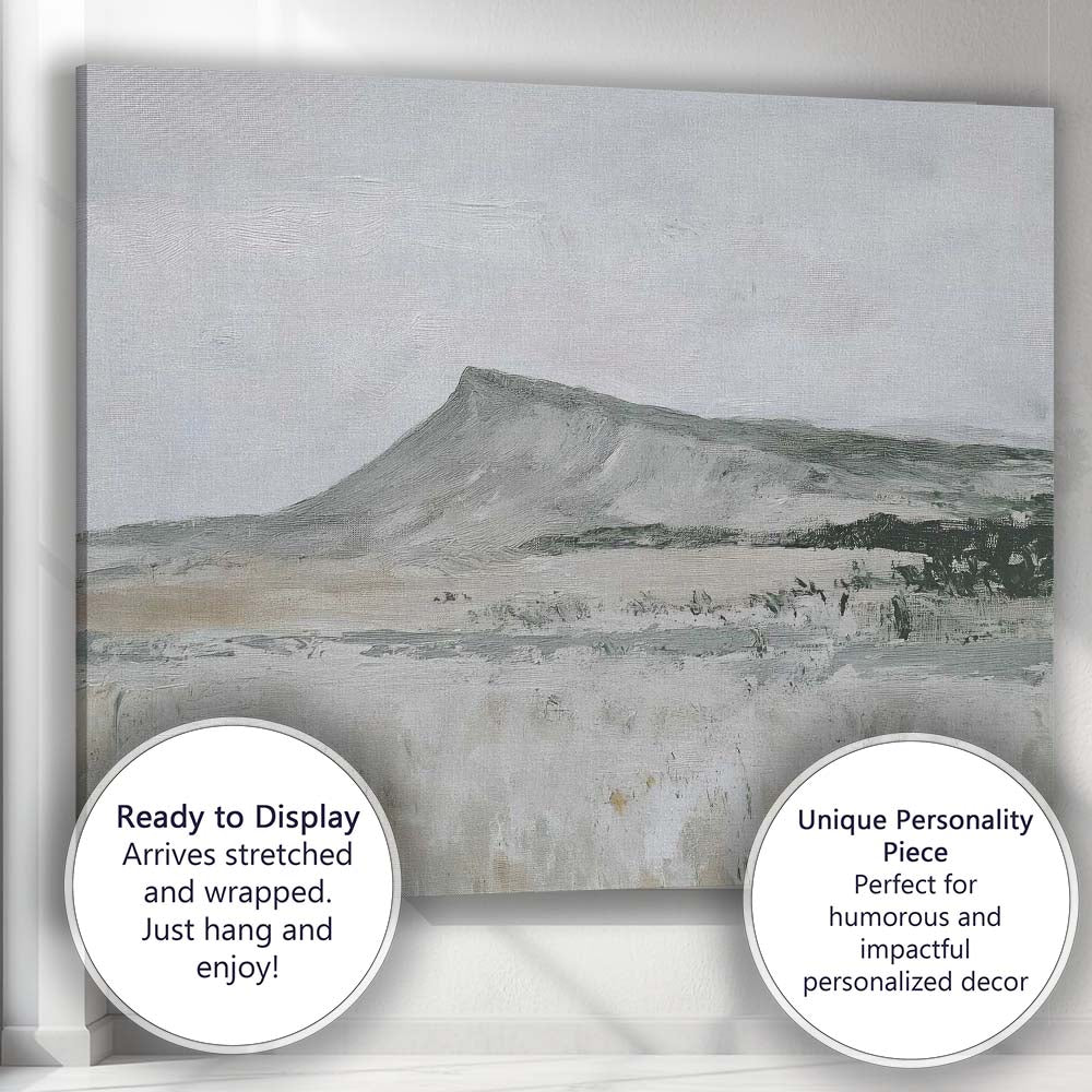 Soft Neutral Snow Covered Mountain Plateau Landscape Canvas Wall Art Print Decor Picture Ready to Hang