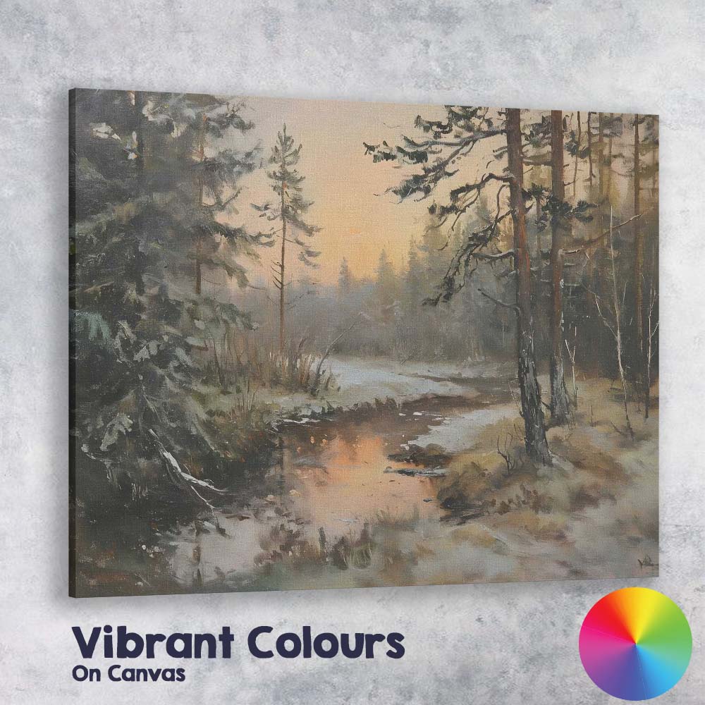 Woodland Stream Winter Thaw Forest Landscape Canvas Wall Art Print Decor Picture Ready to Hang
