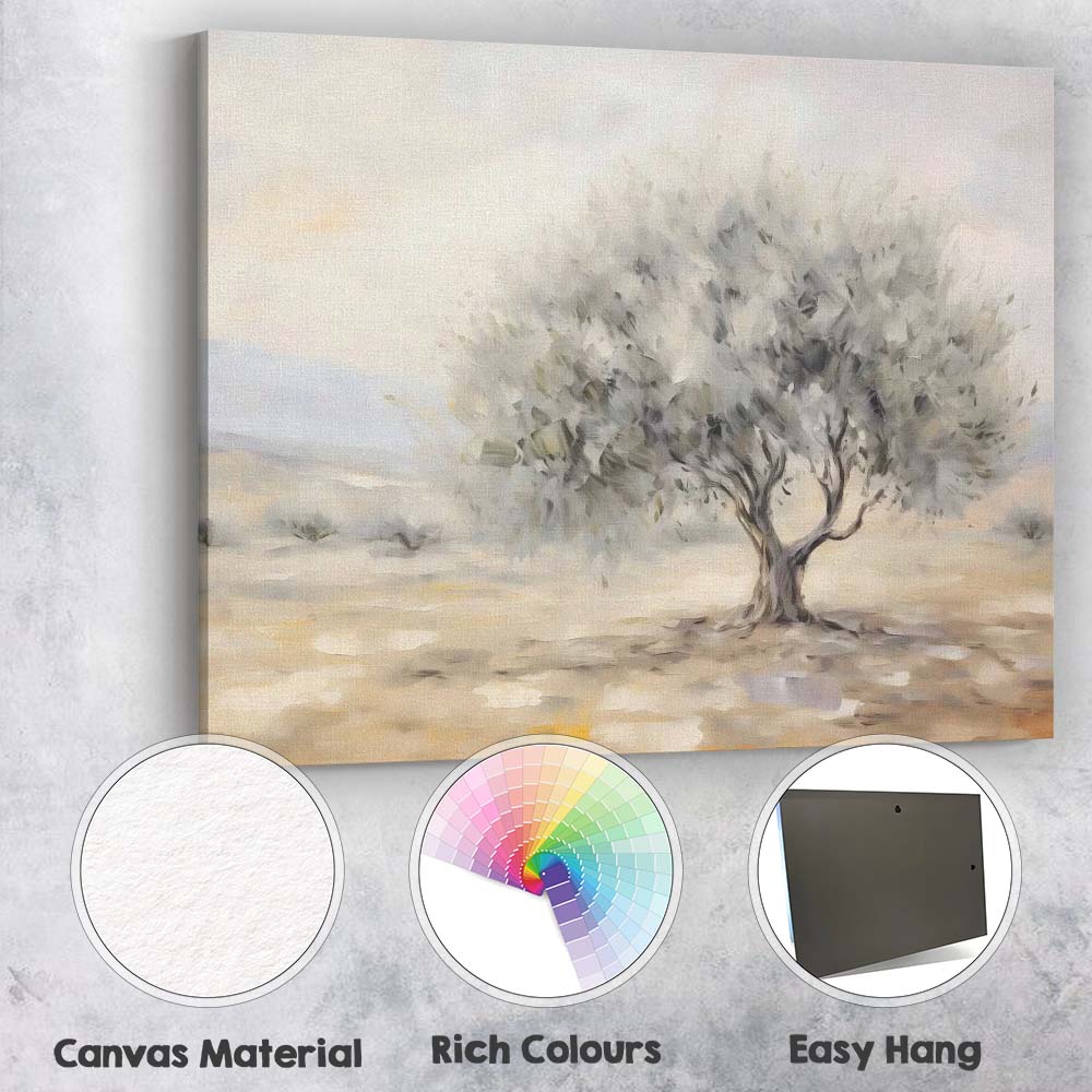 Frosted Olive Tree Soft Neutral Nature Painting Canvas Wall Art Print Decor Picture Ready to Hang
