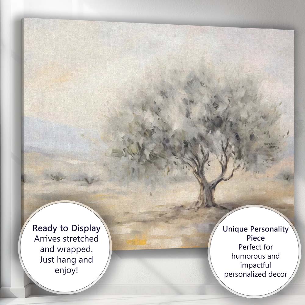 Frosted Olive Tree Soft Neutral Nature Painting Canvas Wall Art Print Decor Picture Ready to Hang
