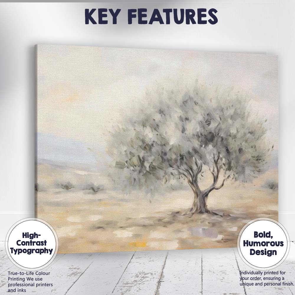 Frosted Olive Tree Soft Neutral Nature Painting Canvas Wall Art Print Decor Picture Ready to Hang