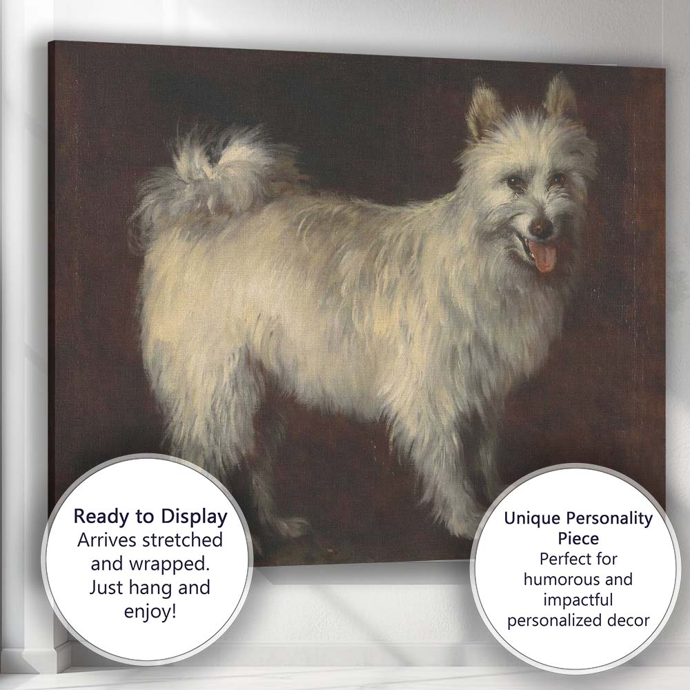 White Highland Terrier Dog Portrait Traditional Oil Painting Canvas Wall Art Print Decor Picture Ready to Hang