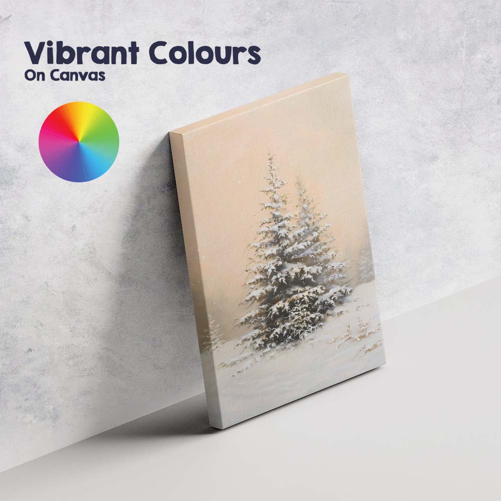 Snow Covered Evergreen Tree Minimal Winter Nature Canvas Wall Art Print Decor Picture Ready to Hang