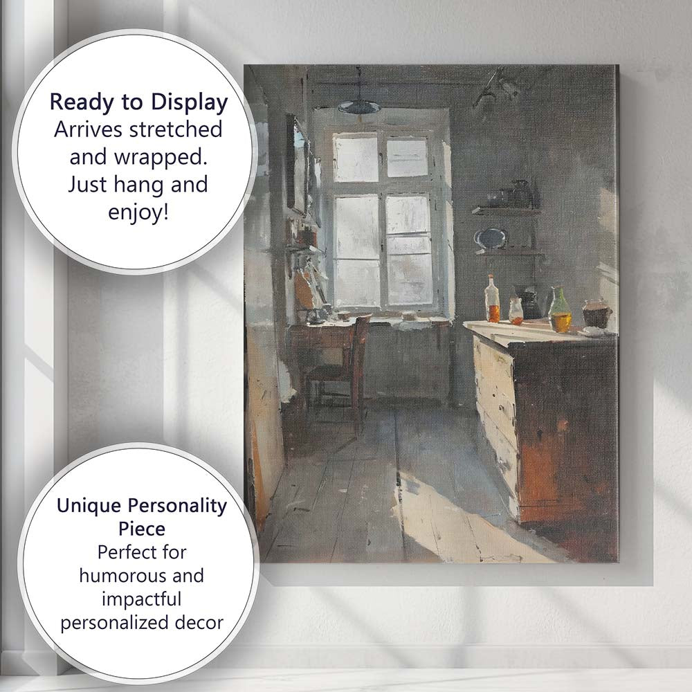 Quiet Frosted Window Country Kitchen Interior Canvas Wall Art Print Decor Picture Ready to Hang