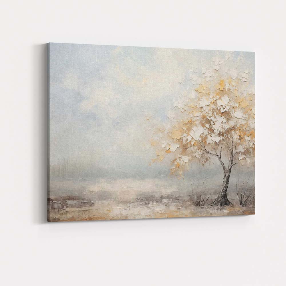 Elegant Textured Tree In Misty Winter Light Canvas Wall Art Print Decor Picture Ready to Hang