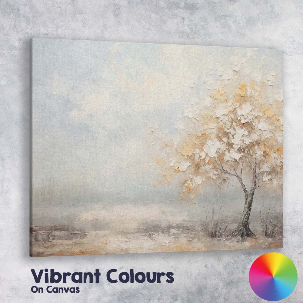 Elegant Textured Tree In Misty Winter Light Canvas Wall Art Print Decor Picture Ready to Hang