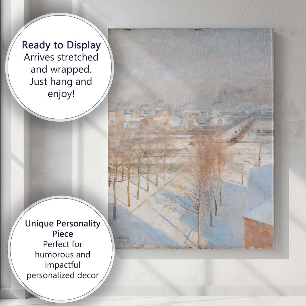 Scandinavian Snow Covered Town Industrial Winter View Canvas Wall Art Print Decor Picture Ready to Hang