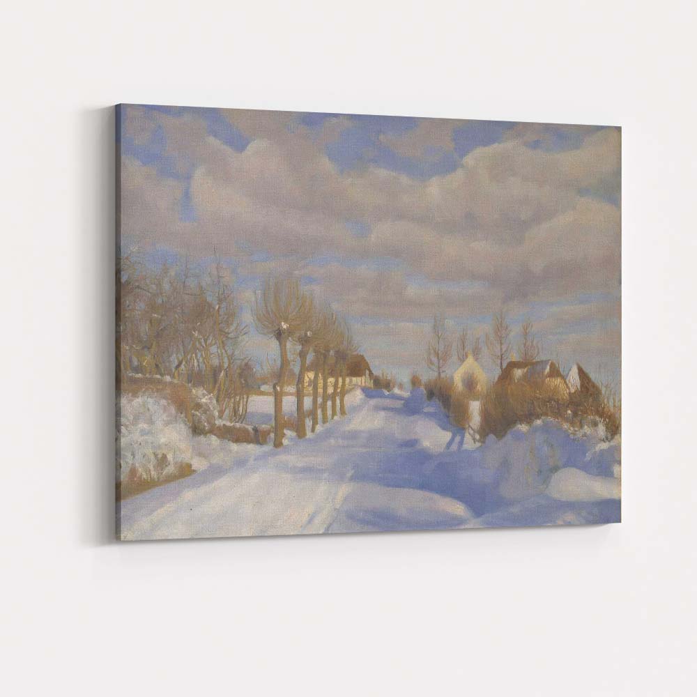 Winter Country Lane Snow Covered Trees Rural Landscape Canvas Wall Art Print Decor Picture Ready to Hang