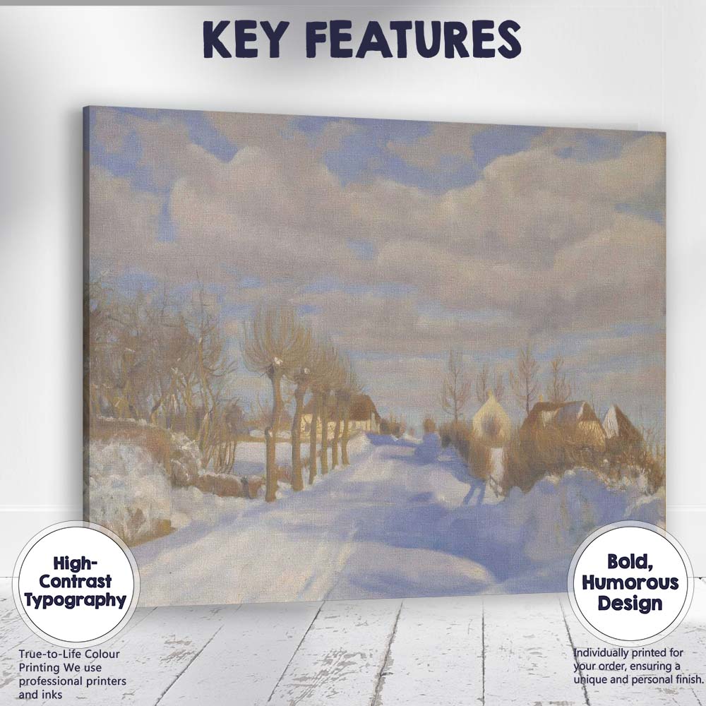 Winter Country Lane Snow Covered Trees Rural Landscape Canvas Wall Art Print Decor Picture Ready to Hang