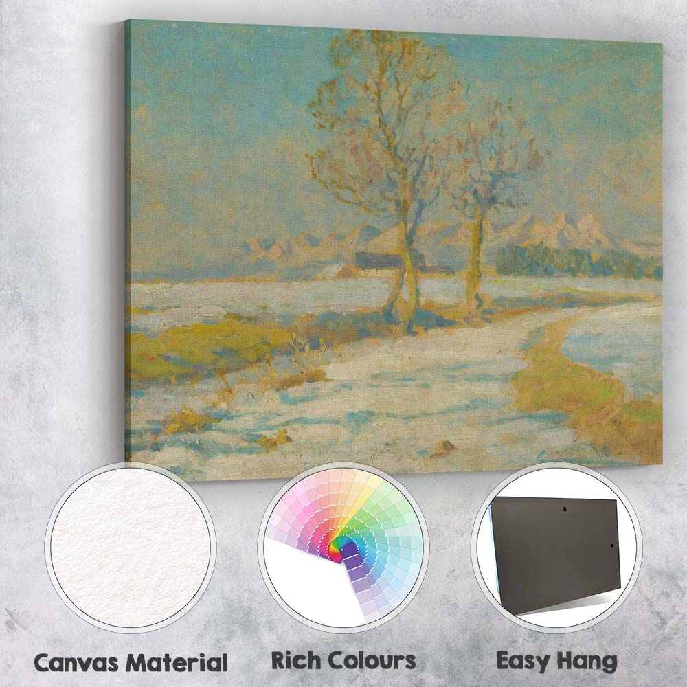 Snowy Country Path Mountain View Impressionist Landscape Canvas Wall Art Print Decor Picture Ready to Hang