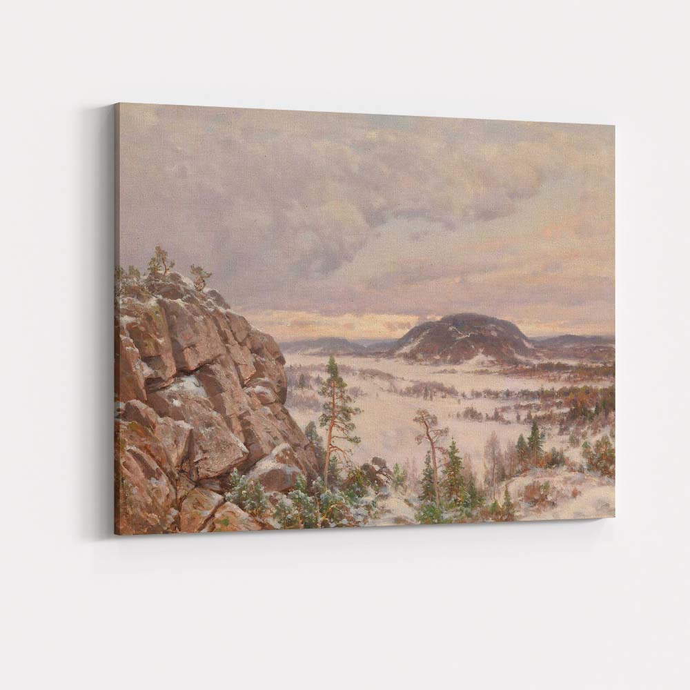 Rocky Valley Snow Covered Hills Panoramic Winter Landscape Canvas Wall Art Print Decor Picture Ready to Hang