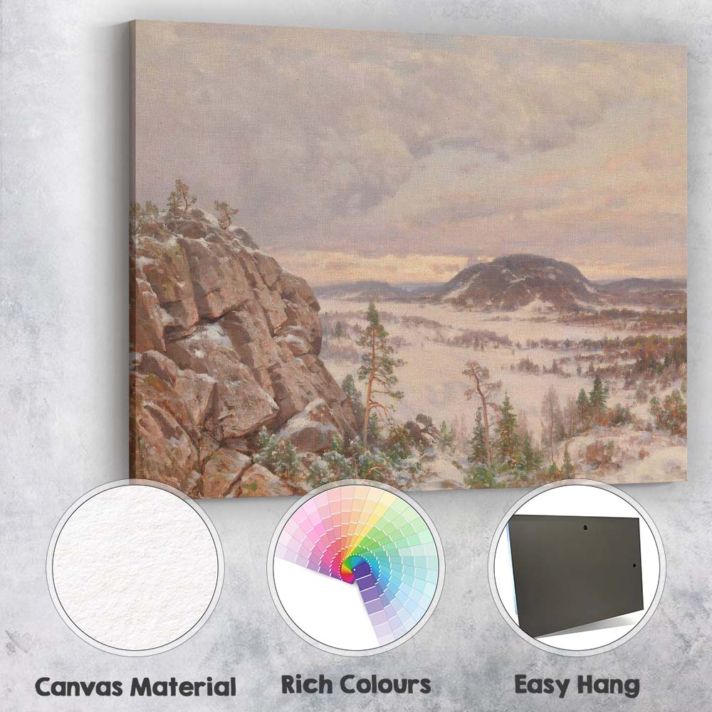 Rocky Valley Snow Covered Hills Panoramic Winter Landscape Canvas Wall Art Print Decor Picture Ready to Hang