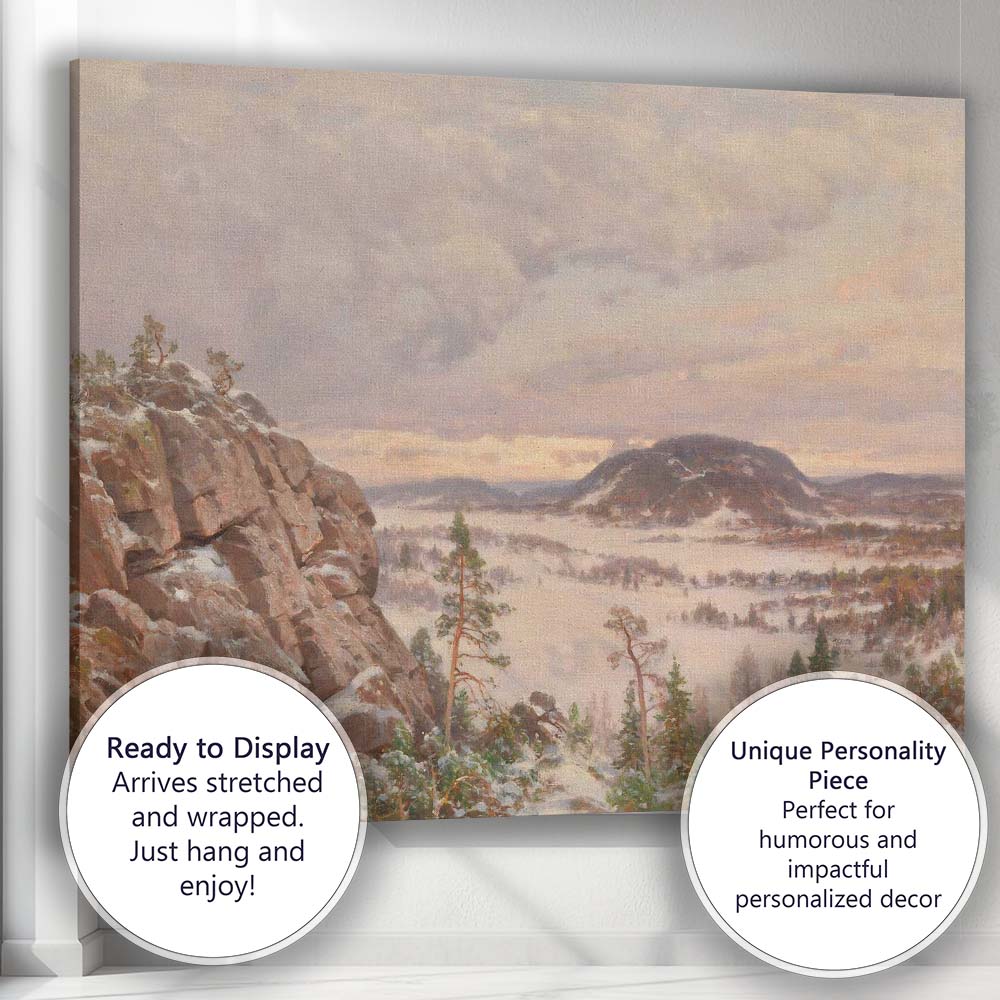 Rocky Valley Snow Covered Hills Panoramic Winter Landscape Canvas Wall Art Print Decor Picture Ready to Hang