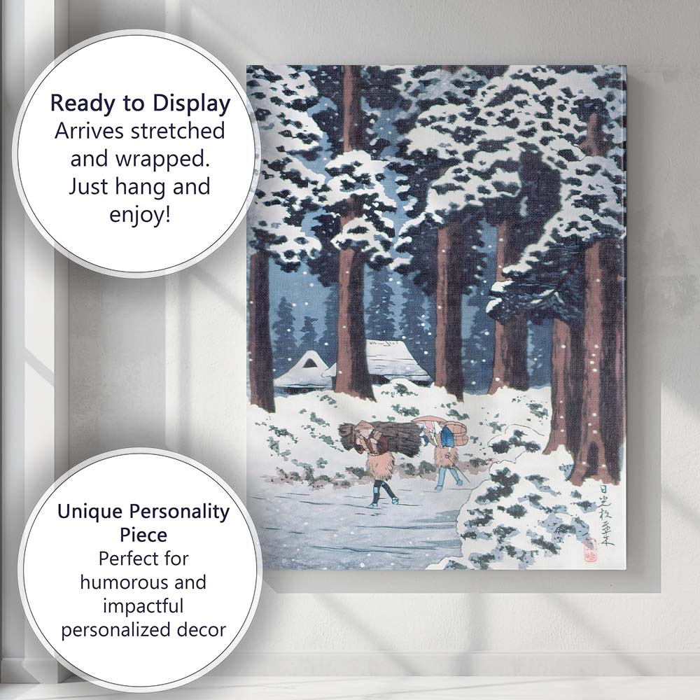 Snowy Cedar Forest Winter Traveller Japanese Art Canvas Wall Art Print Decor Picture Ready to Hang