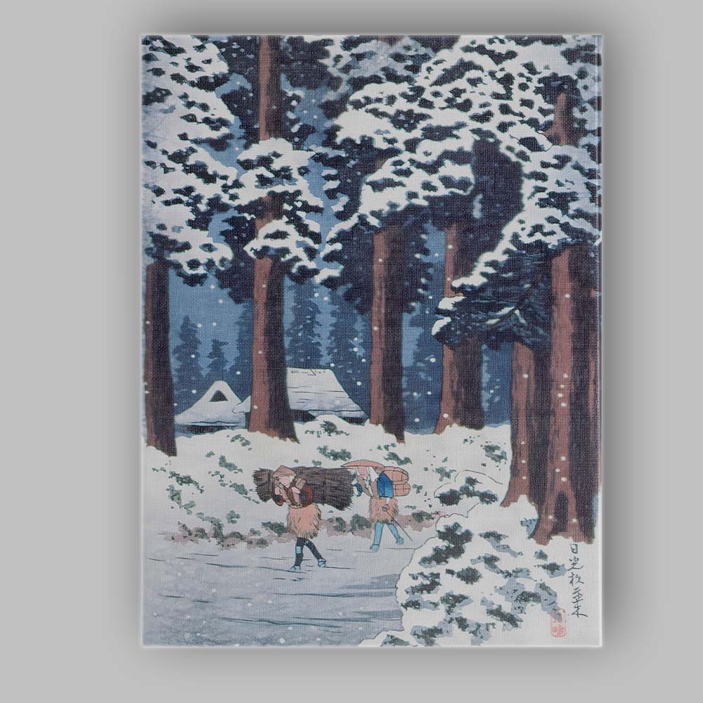 Snowy Cedar Forest Winter Traveller Japanese Art Canvas Wall Art Print Decor Picture Ready to Hang