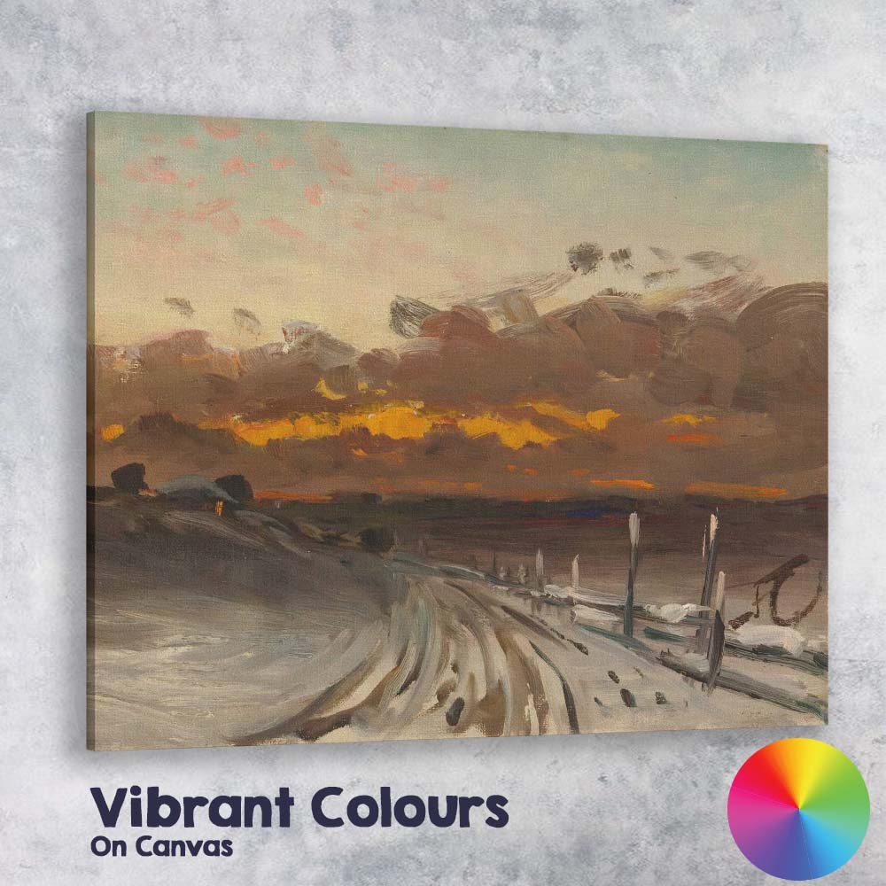 Impressionist Winter Coastal Track Dramatic Sky Snowy Landscape Oil Painting Canvas Wall Art Print Decor Picture Ready to Hang