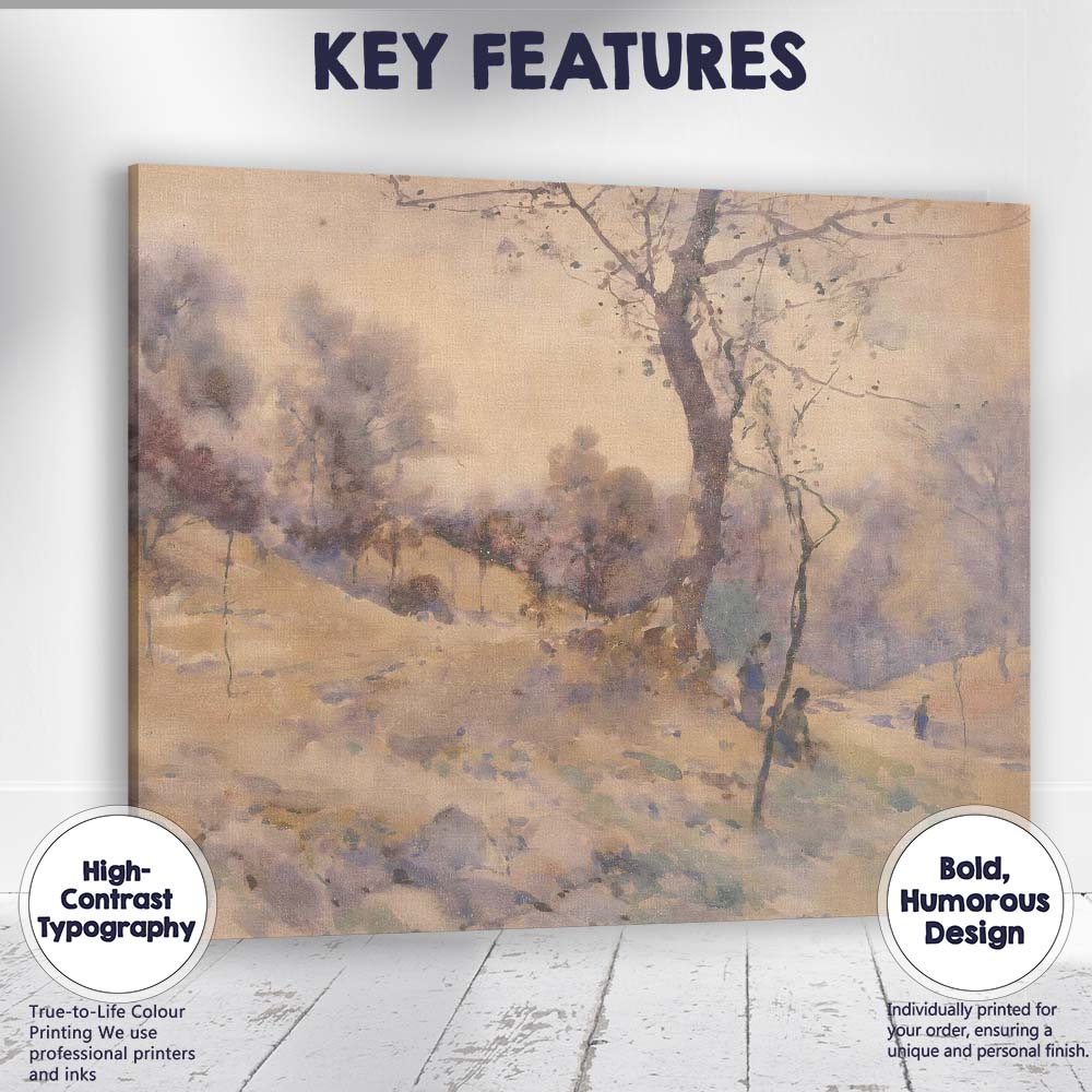 Soft Pastel Winter Woodland Watercolour Landscape Painting Canvas Wall Art Print Decor Picture Ready to Hang