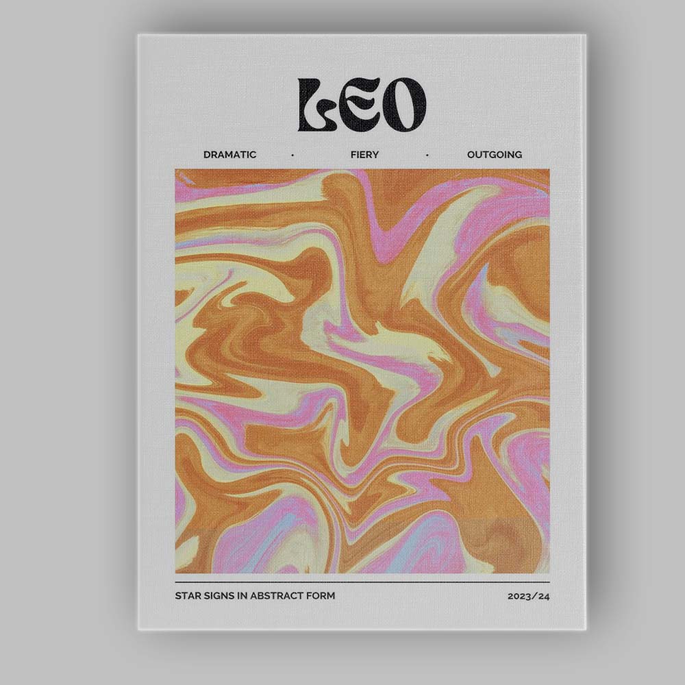 Leo Zodiac Golden Pink Abstract Marble Swirl Canvas Wall Art Print Decor Picture Ready to Hang