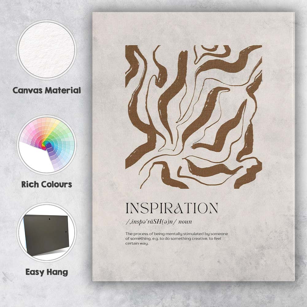 Minimalist Inspiration Definition Abstract Brown Line Art Canvas Wall Art Print Decor Picture Ready to Hang