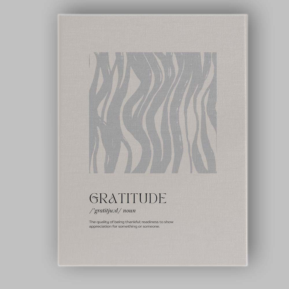 Minimalist Gratitude Definition Grey Abstract Pattern Typography Canvas Wall Art Print Decor Picture Ready to Hang