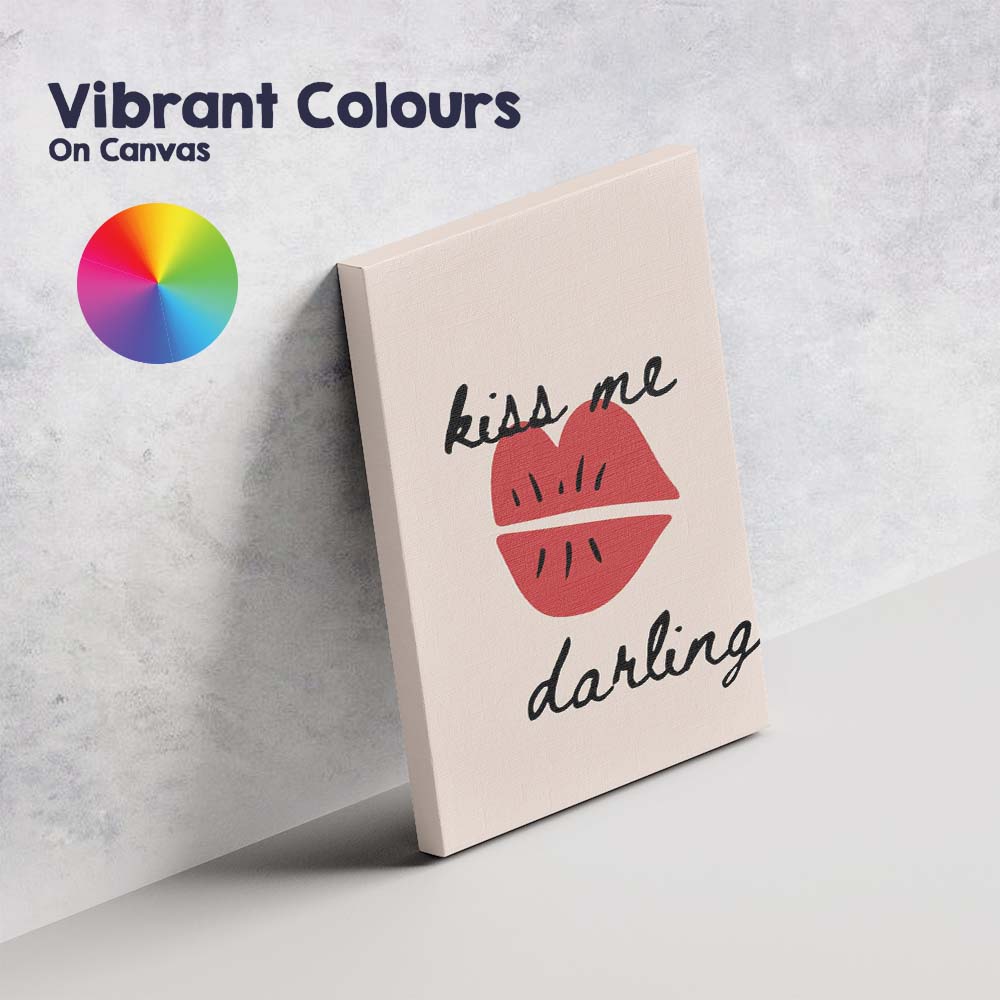 Minimalist Kiss Me Darling Red Lips Romantic Quote Canvas Wall Art Print Decor Picture Ready to Hang