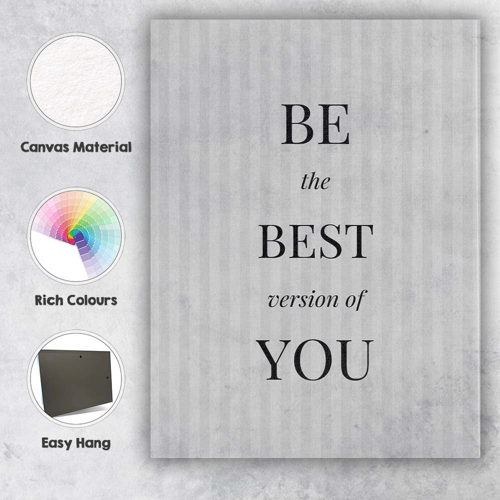 Elegant Be The Best Version Of You Inspirational Typography Canvas Wall Art Print Decor Picture Ready to Hang