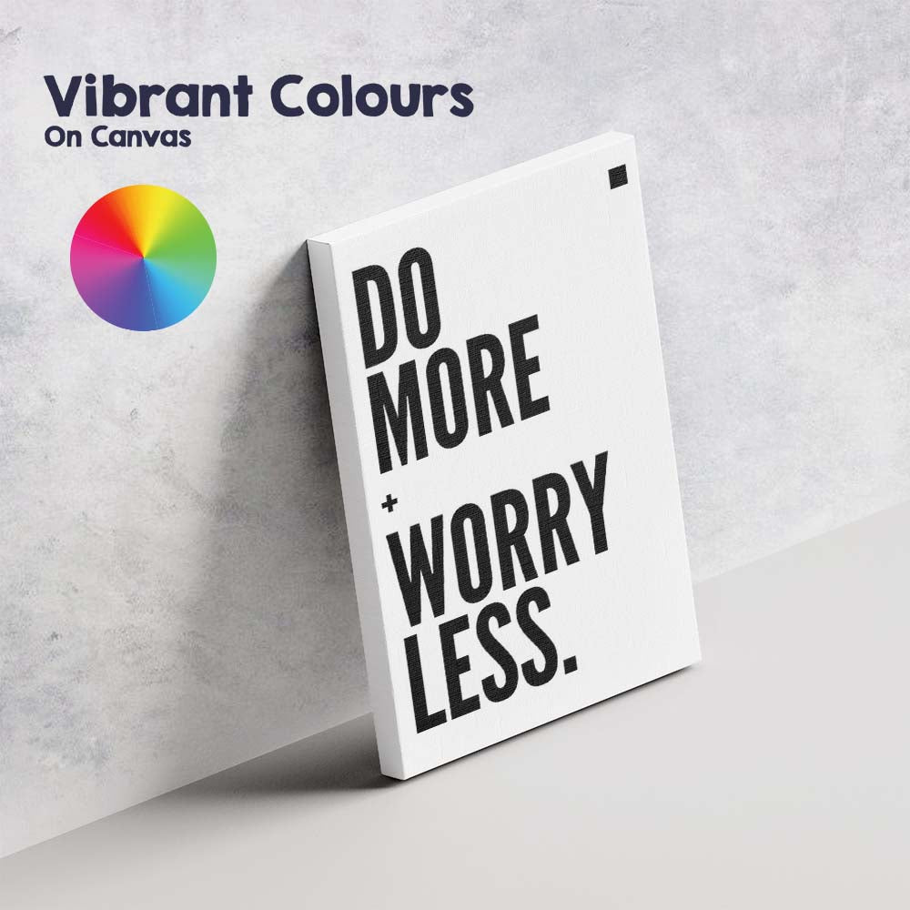 Do More Worry Less Bold Minimalist Inspirational Quote Canvas Wall Art Print Decor Picture Ready to Hang