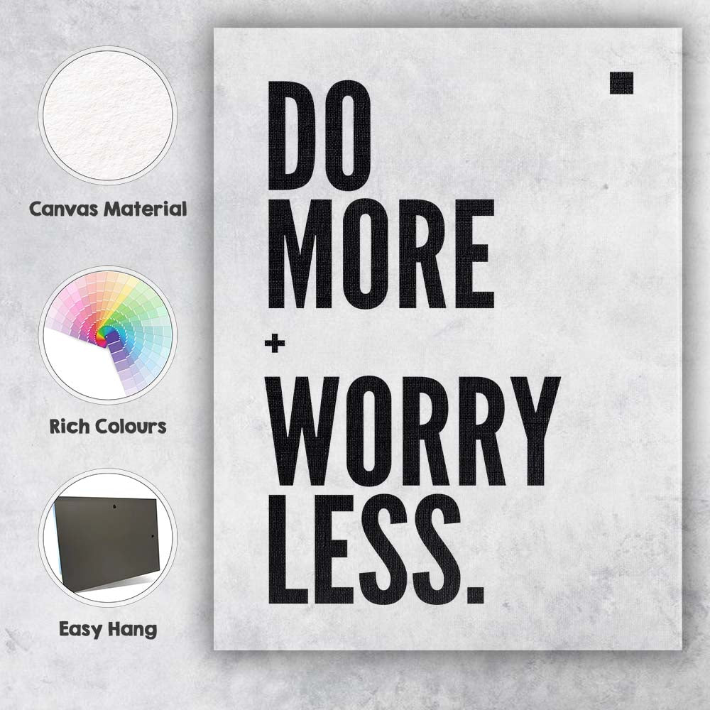 Do More Worry Less Bold Minimalist Inspirational Quote Canvas Wall Art Print Decor Picture Ready to Hang