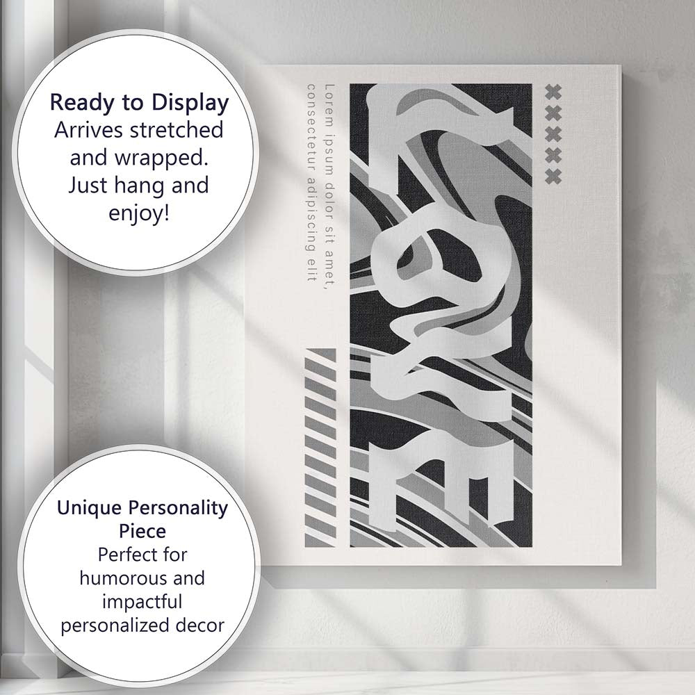 Modern Monochrome Abstract Geometric Graphic Design Canvas Wall Art Print Decor Picture Ready to Hang