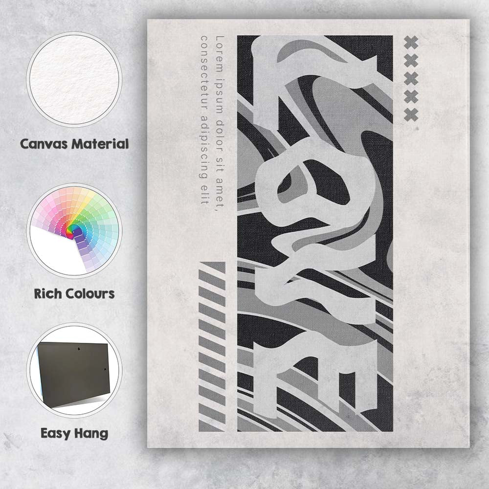 Modern Monochrome Abstract Geometric Graphic Design Canvas Wall Art Print Decor Picture Ready to Hang