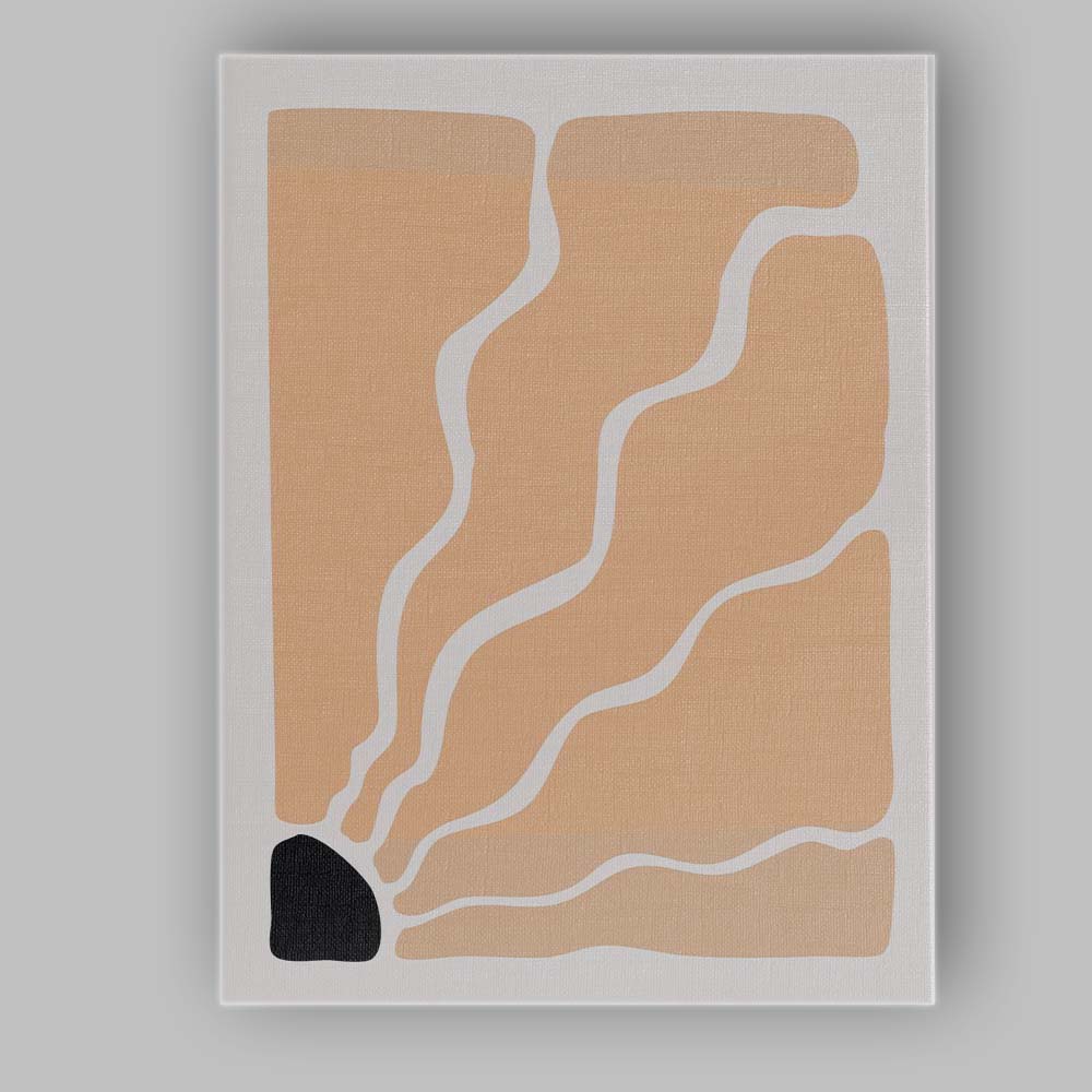 Abstract Beige Organic Wavy Line Minimalist Geometric Canvas Wall Art Print Decor Picture Ready to Hang