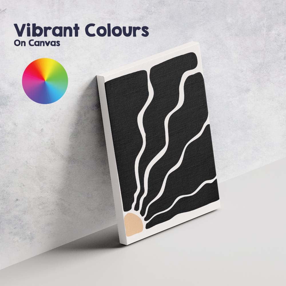 Abstract Black Organic Wavy Line Minimalist Modern Canvas Wall Art Print Decor Picture Ready to Hang