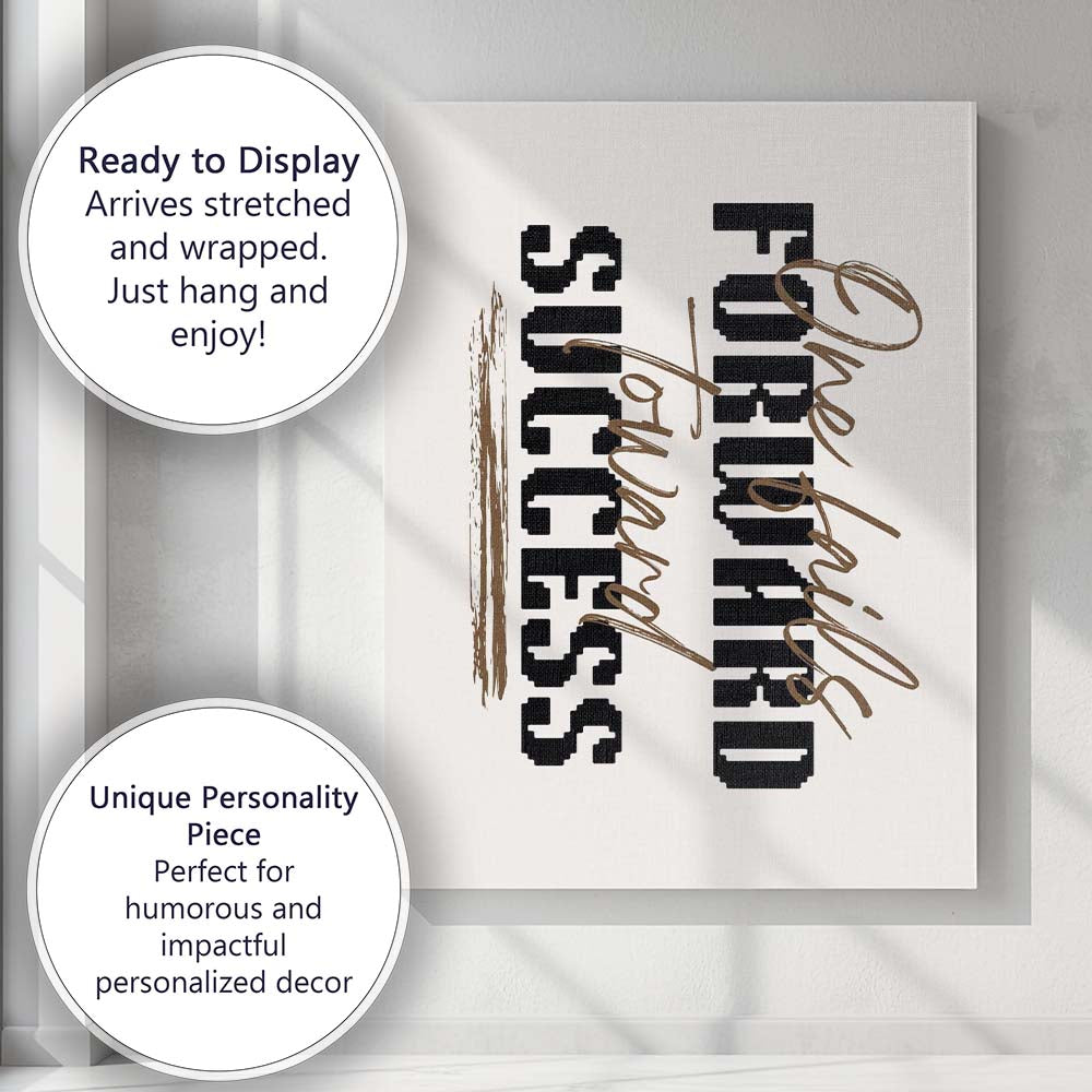 Retro Brown Black Typography Think Big Success Motivational Quote Canvas Wall Art Print Decor Picture Ready to Hang