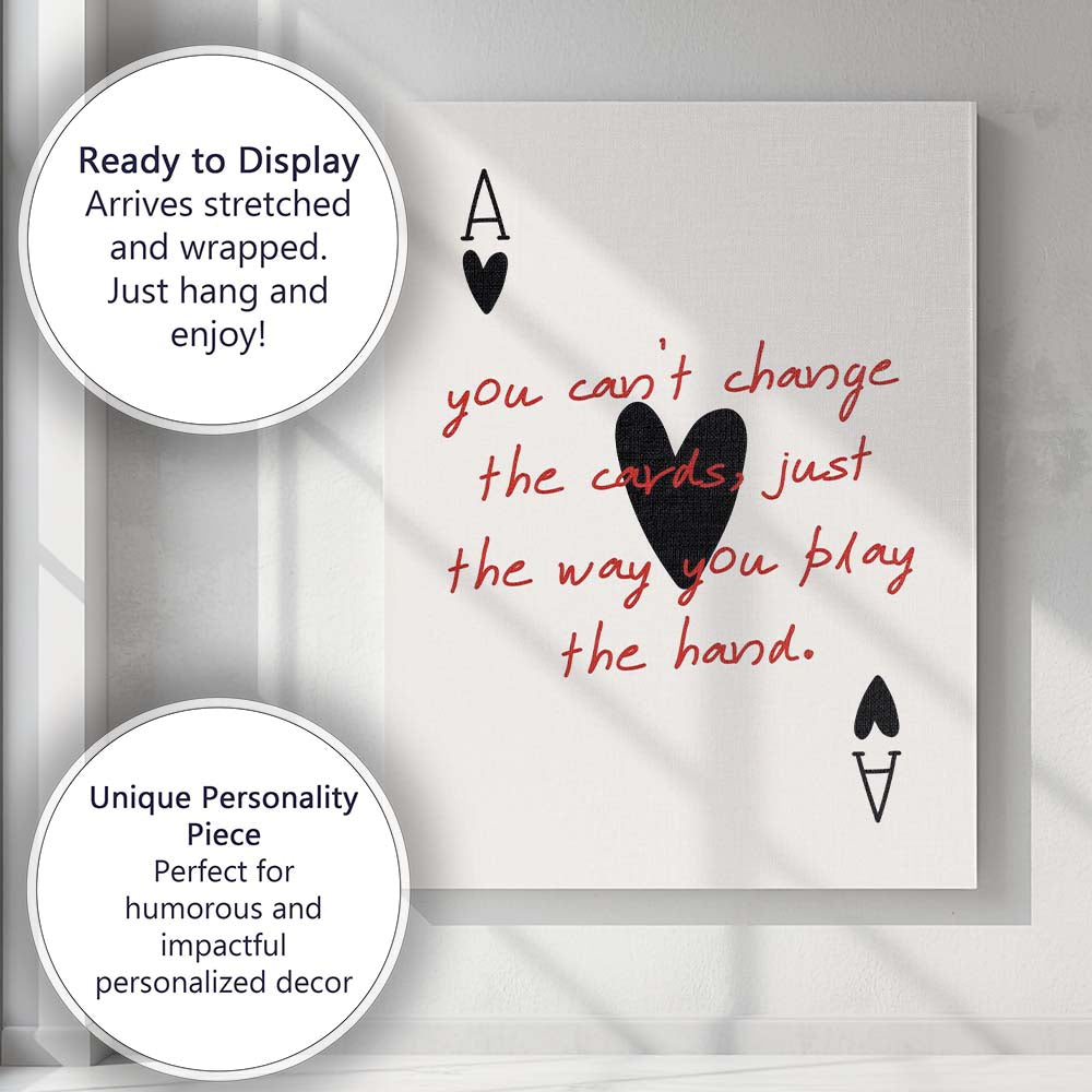 Minimalist Playing Cards Motivational Quote Typography Canvas Wall Art Print Decor Picture Ready to Hang
