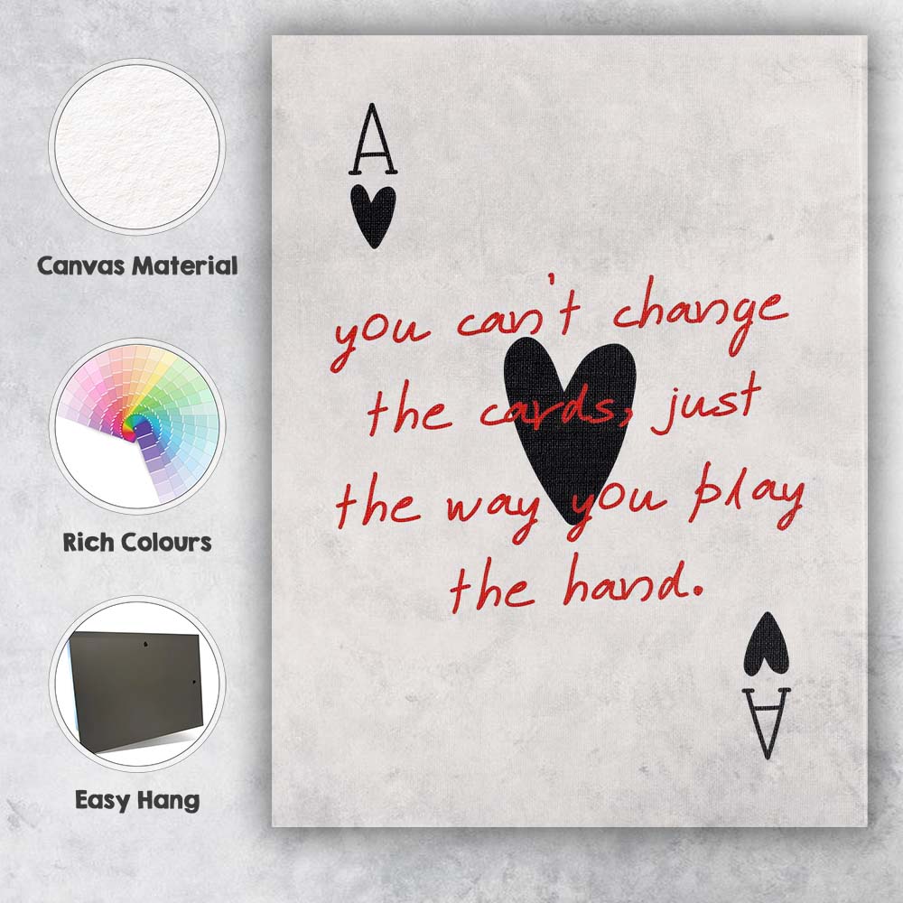 Minimalist Playing Cards Motivational Quote Typography Canvas Wall Art Print Decor Picture Ready to Hang