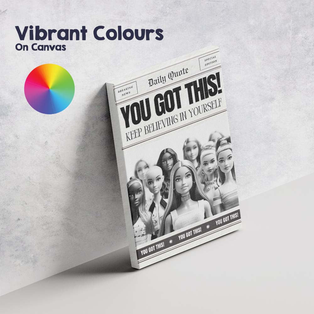 Motivational You Got This Inspirational Newspaper Typography Canvas Wall Art Print Decor Picture Ready to Hang