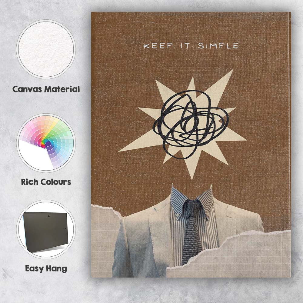Abstract Keep It Simple Minimalist Surreal Headless Business Figure Modern Collage Canvas Wall Art Print Decor Picture Ready to Hang