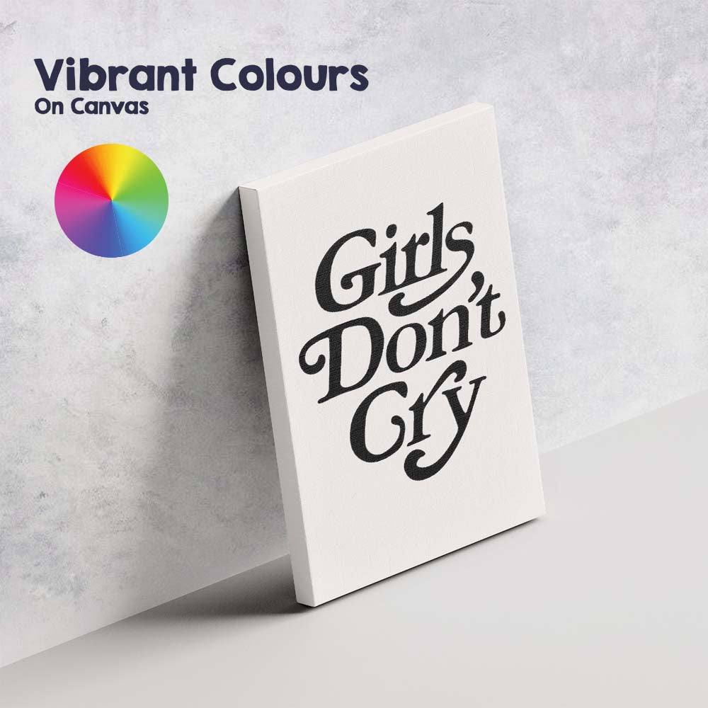 Girls Dont Cry Minimalist Elegant Typography Quote Canvas Wall Art Print Decor Picture Ready to Hang
