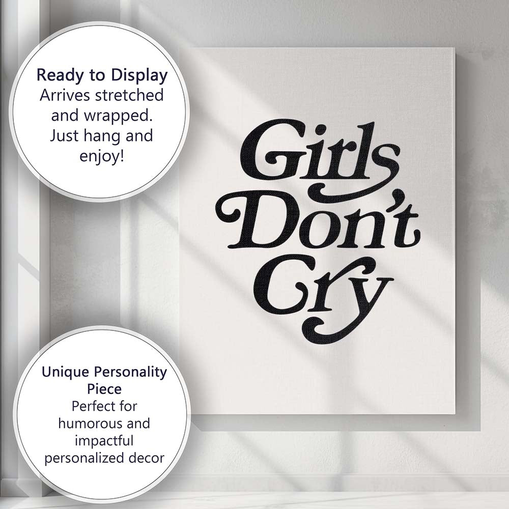 Girls Dont Cry Minimalist Elegant Typography Quote Canvas Wall Art Print Decor Picture Ready to Hang