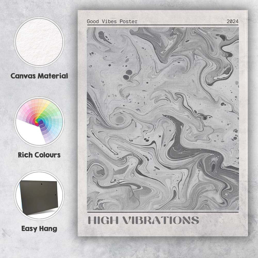 Abstract Grey Marble Swirl Fluid Ink Modern Minimalist Canvas Wall Art Print Decor Picture Ready to Hang
