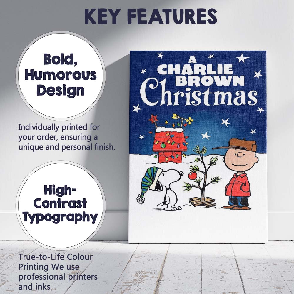 Blue Winter Festive Cartoon Character Christmas Night Artwork Canvas Wall Art Print Decor Picture Ready to Hang